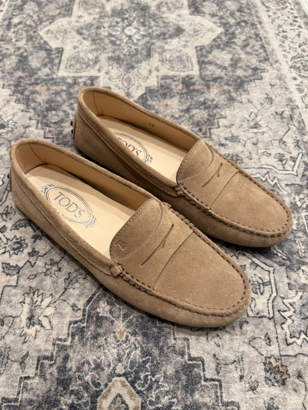 TOD'S Beige Suede Penny Loafers for Men